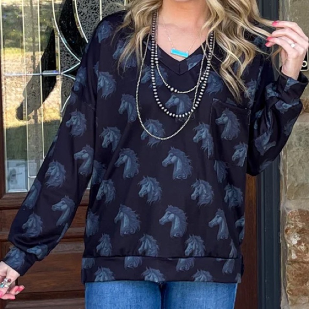NWOT Horse print blouse